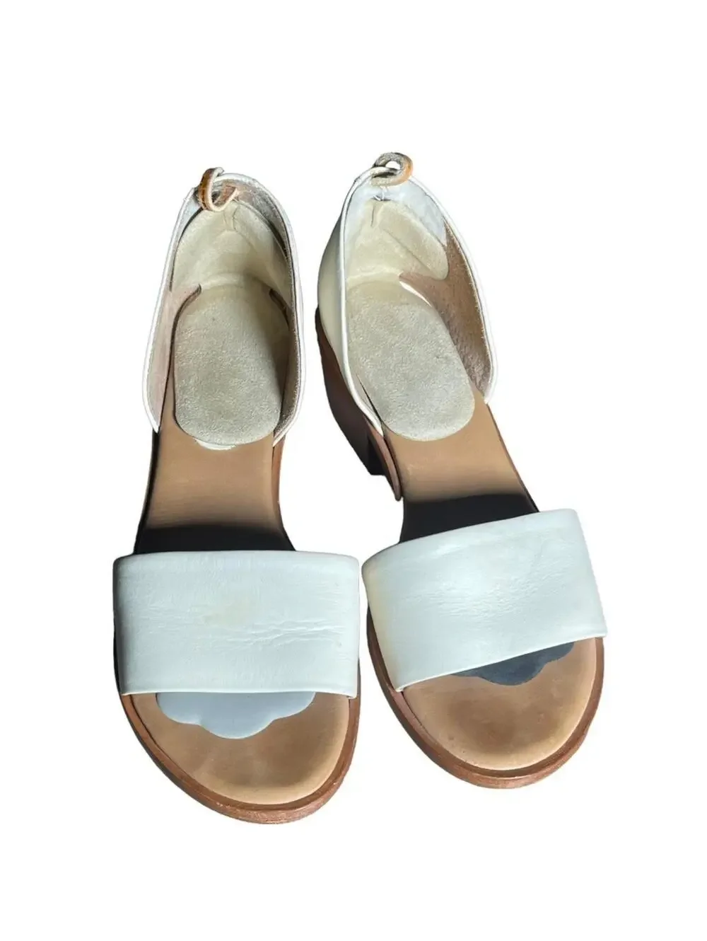 Steven Alan White Leather Wander D’Orsay Sandals Block Heel Size 8